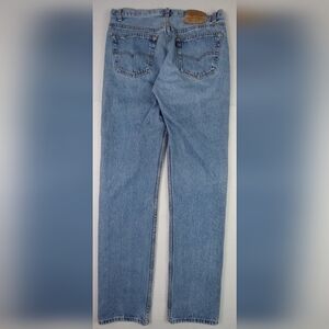 VTG 90s Levis 501 Button Fly Jeans Mens Size 34x36 Blue Denim Black Batwing USA